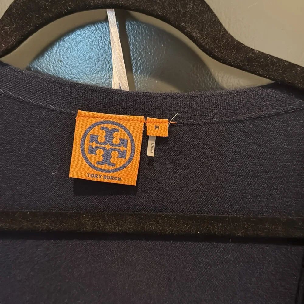 Tory Burch Navy Cardigan Size M worn 1-2 - Picture 3 of 3